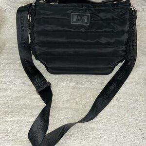 Steve Madden Puffy Quilted Black Crossbody Shoulder Bag Purse Adjustable Strap